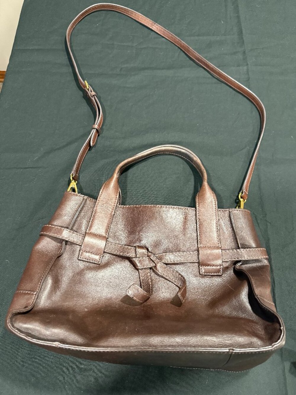 Fossil Willow SHB2325 Brown Leather Satchel Crossbody Handbag Shoulder Bag